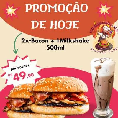 2 X-BACON + 1 MILKSHAKE DE CHOCOLATE DE 500ML