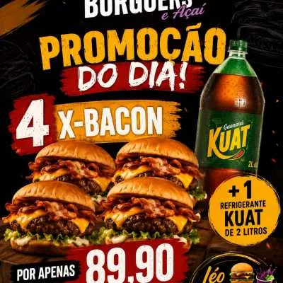 4 X-BACON + 1 REFRIGERANTE DE 2 LITROS